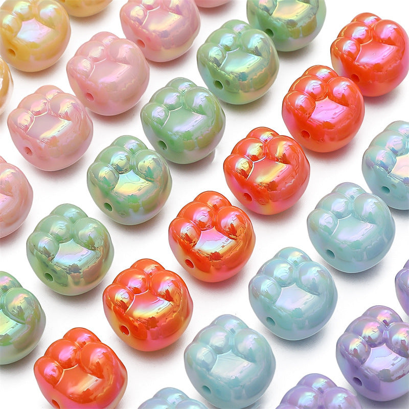 Glossy Fist Acrylic Beads 16mm Pastel Iridescent 16pcs 3
