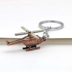 Vintage Alloy Helicopter Keychain Antique Bronze Tone Rotor Detail 2