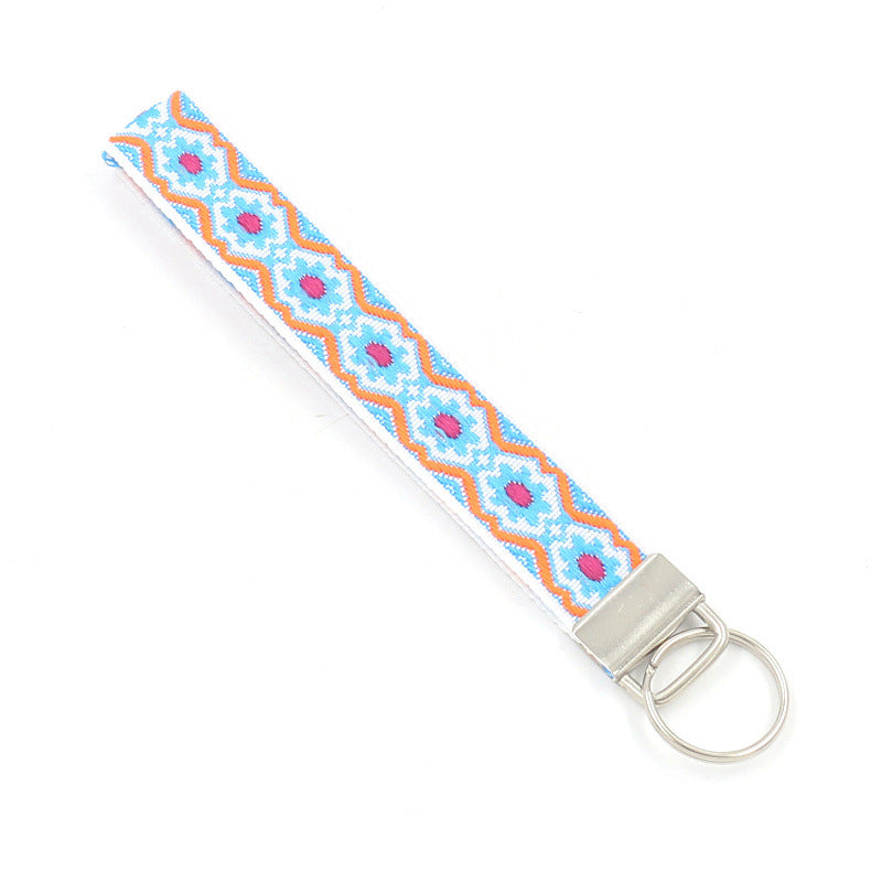Bohemian Style Wristlet Keychain Antique Silver Polyester 2pcs 17cm 8