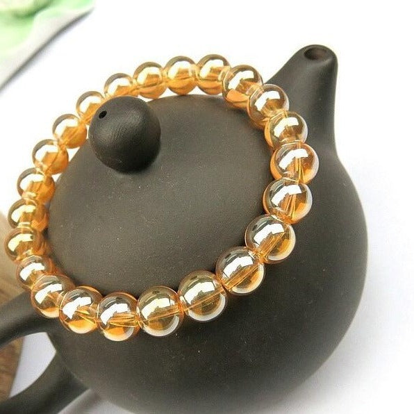 Electroplated Round Glass Beads 4-12mm Champagne Gold Metallic 2