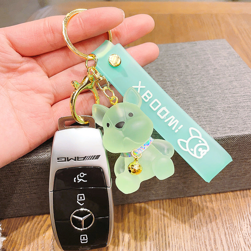 Resin Dog Keychain Jelly Bell Pastel Colors Lightweight 7