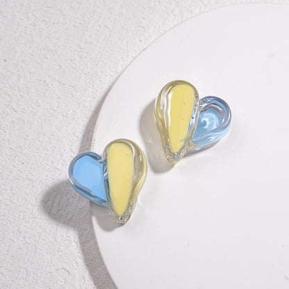 Clear Two-Tone Heart Acrylic Beads 18mm Glossy Enamel Finish 20pcs 13