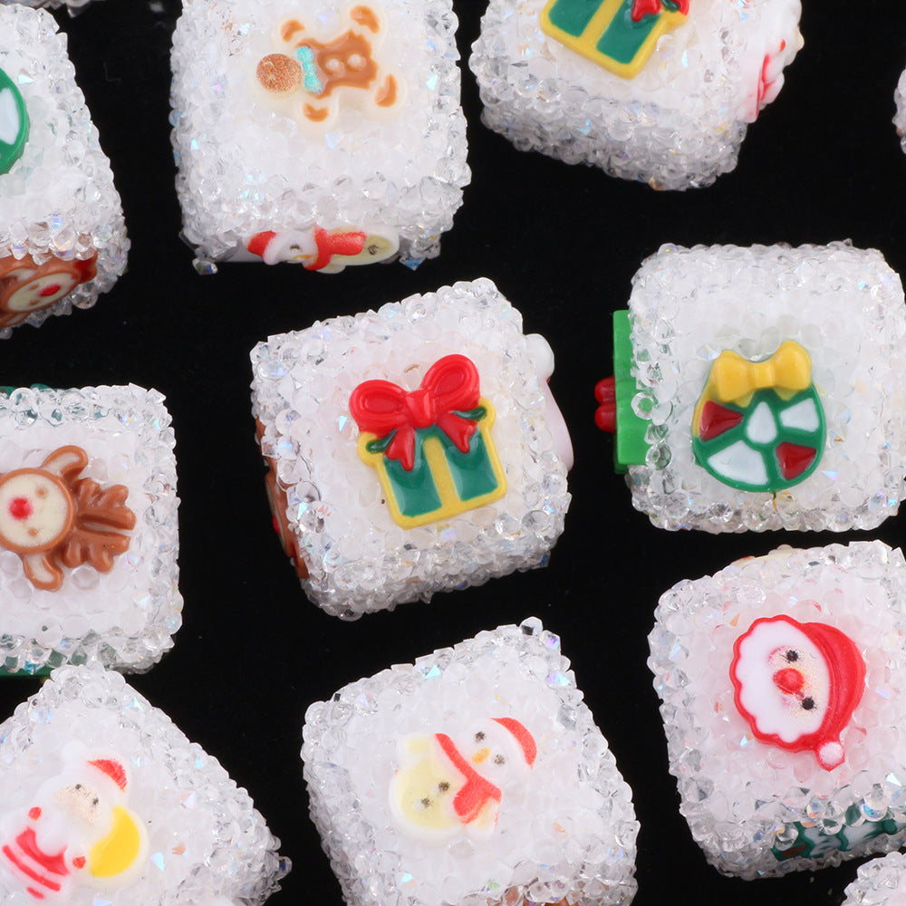 Christmas Series Resin Sugar Beads 17mm Festive Cube and Round 2pcs 9