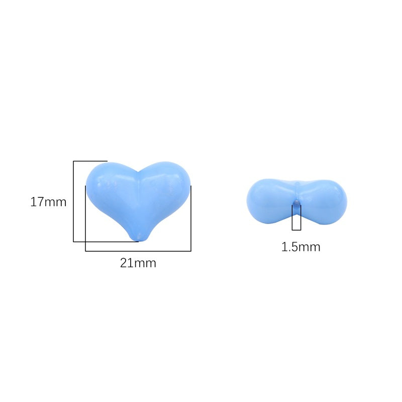 Peach Heart Acrylic Beads 17x21mm Glossy Pastel Mixed 40pcs 5