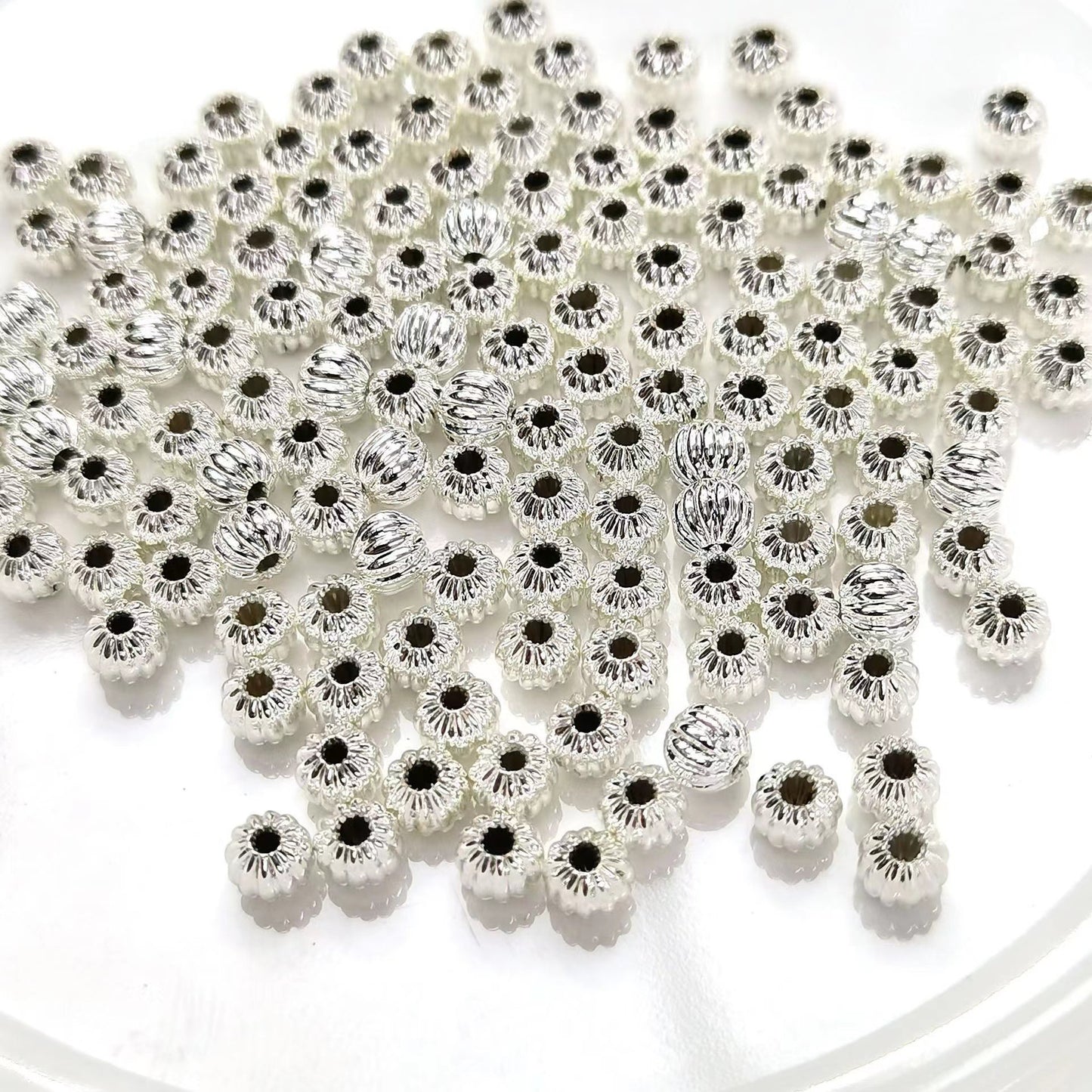 Brass Round Spacer Beads 3-8mm Pumpkin Striped 100pcs 4