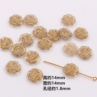 Vintage Baroque Flower Acrylic Beads Gilded Transparent 10pcs 14