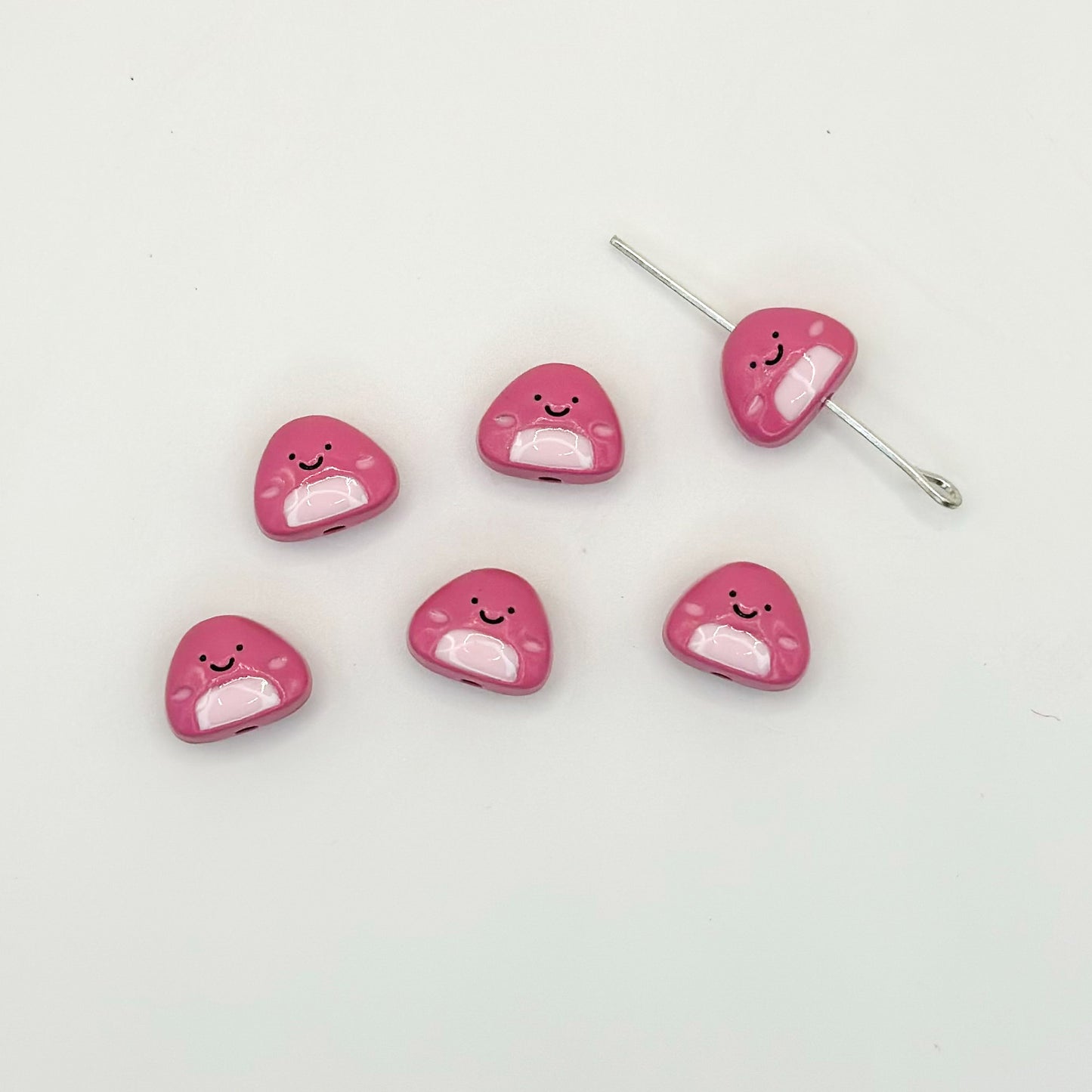 Japanese Rice Ball Metal Beads 8*10mm Enamel Painted Alloy 10pcs 9