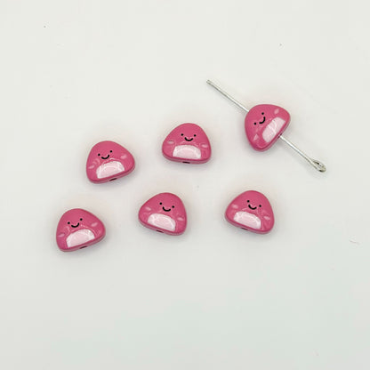 Japanese Rice Ball Metal Beads 8*10mm Enamel Painted Alloy 10pcs 9