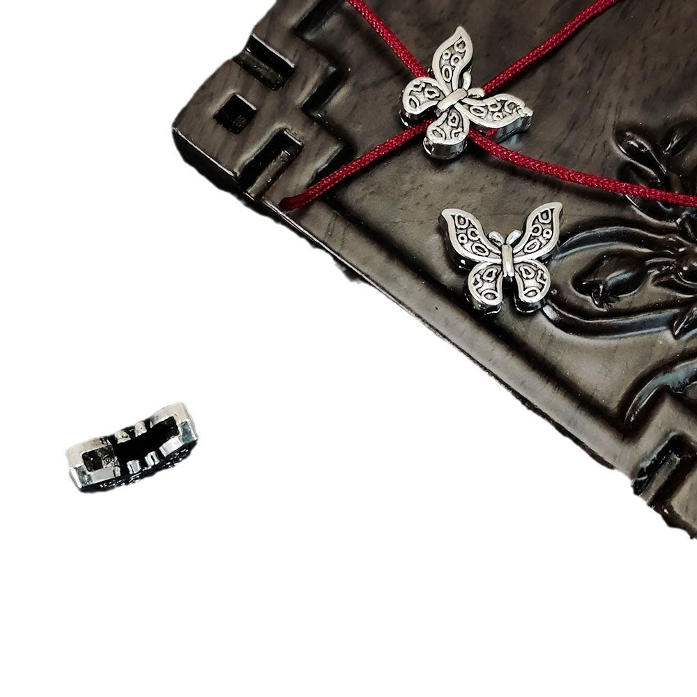Butterfly Metal Beads 12mm Symmetrical Antique Silver Tone 100pcs 4