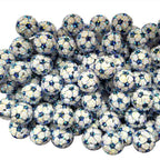 Plated Bubblegum Beads 20mm Football Pattern Rhinestone Sparkle 10pcs 2