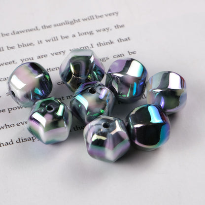 Plating Hexagonal Acrylic Beads 15.8mm Cloud Gradient Color 50pcs 8