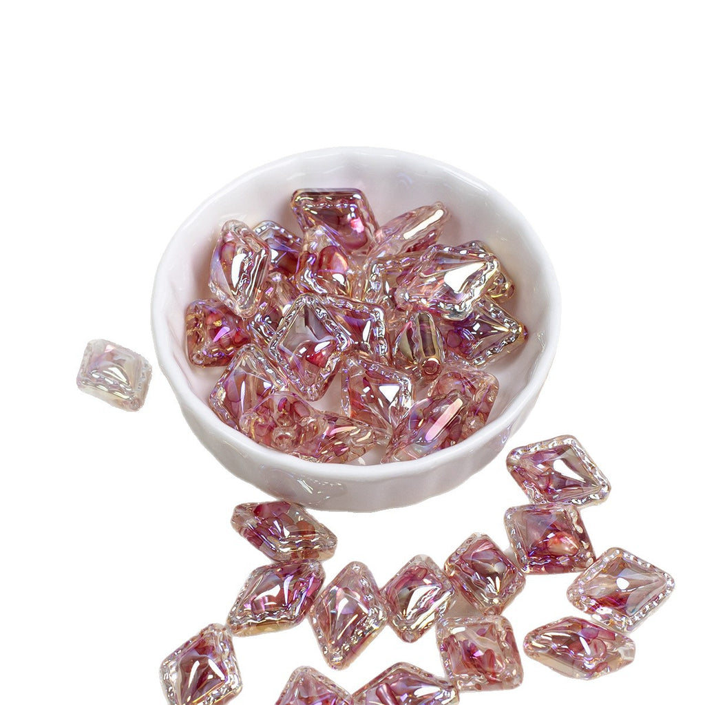 Plating Lace Rhombus Resin Beads 18mm Glossy Color Mixed 5pcs 5