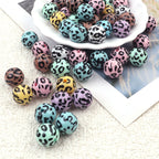 UV Plating Round Acrylic Beads 16mm Candy Colored Leopard Print 20pcs 4