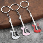 Metal Electric Guitar Keychain Vibrant Colors Zinc Alloy
