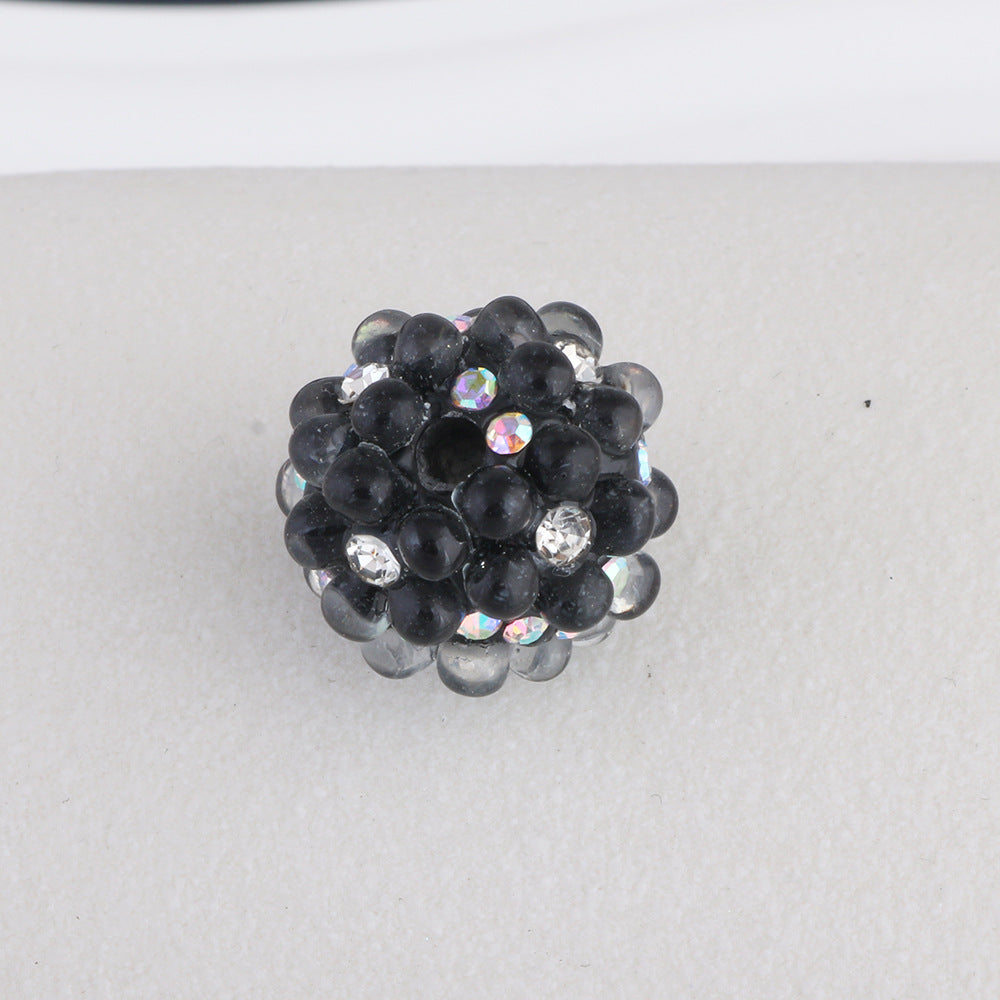 Flower Pattern Rhinestone Bubblegum Beads 15mm Polymer Clay 10pcs 9