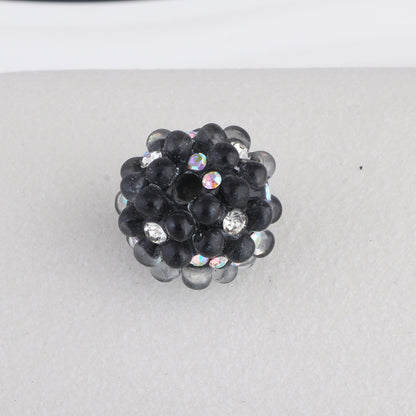 Flower Pattern Rhinestone Bubblegum Beads 15mm Polymer Clay 10pcs 9