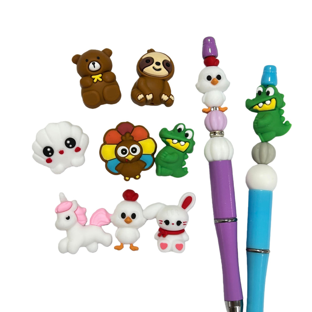Silicone 3D Focal Beads Cartoon Animals Mixed Variety 20pcs 2