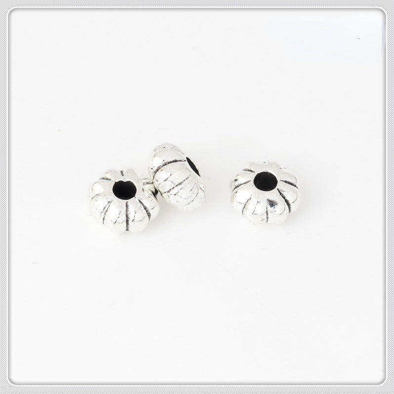 Alloy Flat Pumpkin Spacer Beads 5-7mm Striped Tibetan Style 100pcs 6