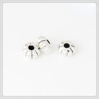 Alloy Flat Pumpkin Spacer Beads 5-7mm Striped Tibetan Style 100pcs 6