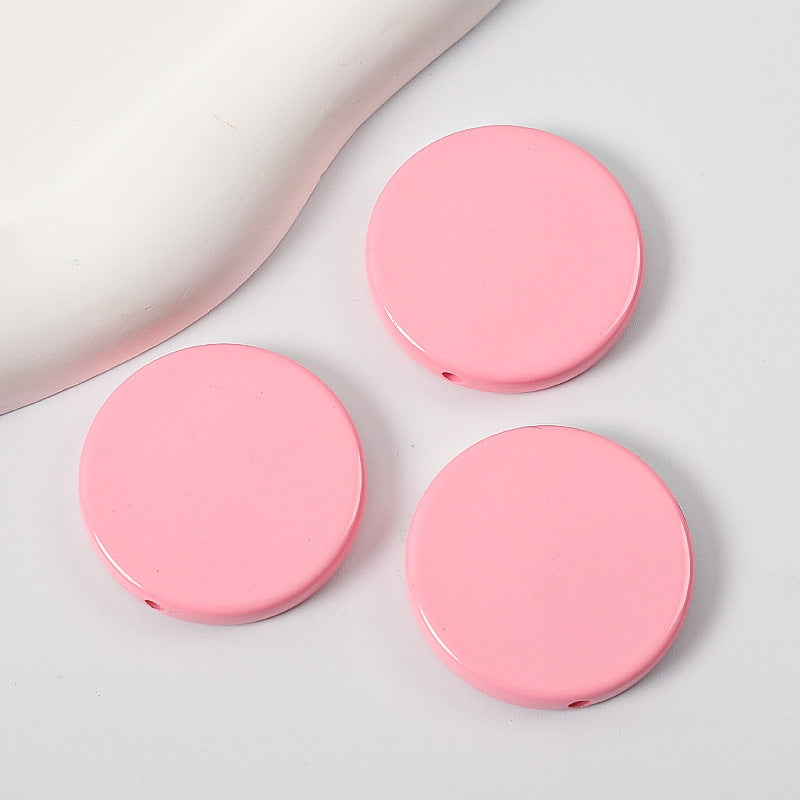 Glossy Painted Disc Acrylic Beads 32mm Colorful Mixed 50pcs 3