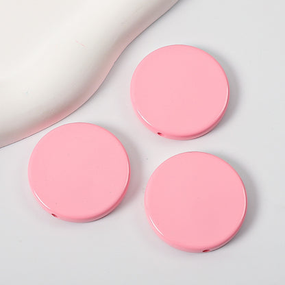 Glossy Painted Disc Acrylic Beads 32mm Colorful Mixed 50pcs 3