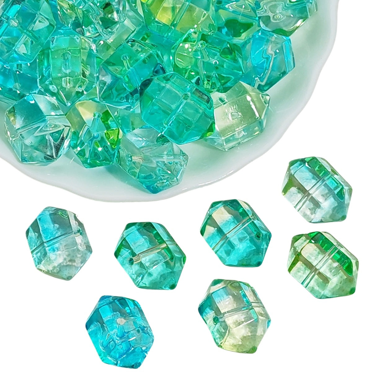 Gradient Faceted Hexagonal Prisms Glass Beads 20mm 25pcs 5