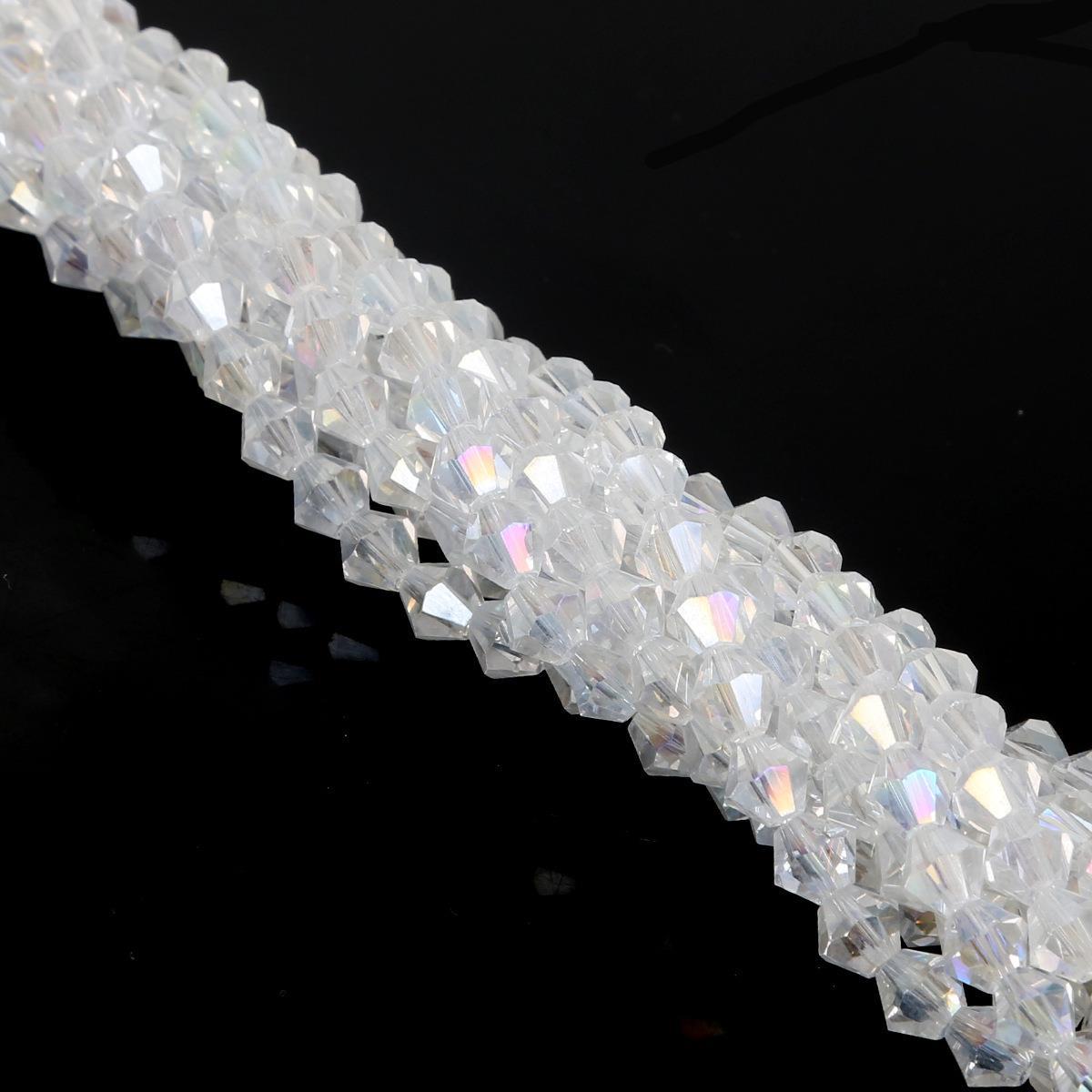 Electroplated Faceted Glass Beads 6mm Transparent Mixed Colors 45pcs 24