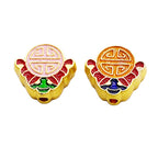 Cloisonne Metal Beads 12mm Good Fortune Pattern Enamel 10pcs 3