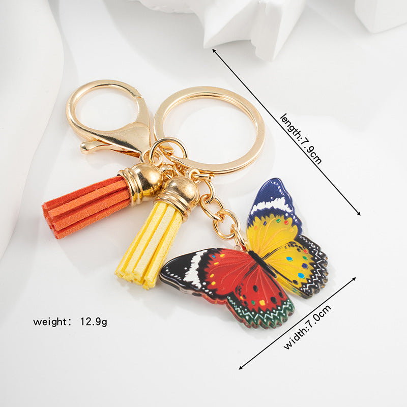 Acrylic Butterfly Keychain Colorful Wings Tassel Charm 6