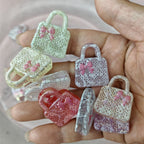 UV Plating Lace Handbag Acrylic Beads 26-32mm Soft Pastel 50pcs 3