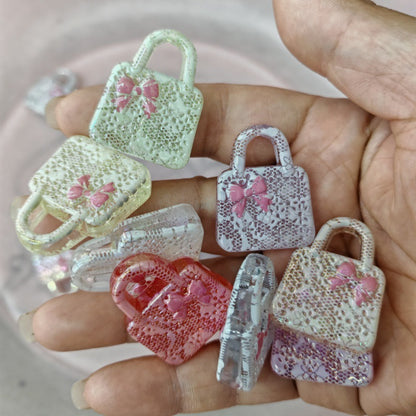 UV Plating Lace Handbag Acrylic Beads 26-32mm Soft Pastel 50pcs 3