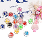 Christmas Transparent Snowflake Printing Acrylic Beads 16mm 50pcs