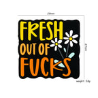Silicone Focal Beads Fresh Out Of Fucks Bold Yellow Lettering Daisy Design 20pcs 2