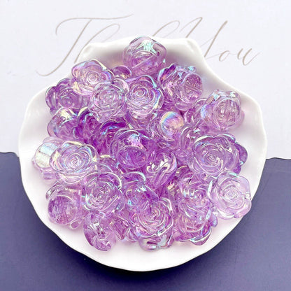 Transparent Camellia Acrylic Beads 12mm 19mm Iridescent AB 50pcs 9