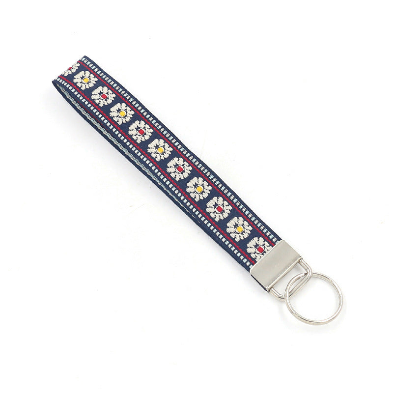 Bohemian Style Wristlet Keychain Antique Silver Polyester 2pcs 17cm 6