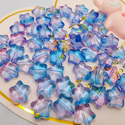 Czech Glass Beads Star 8mm Perforated Multicolor 10pcs 8