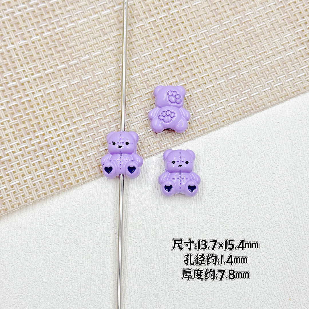 Bear and Honeypot Metal Beads 13mm Hand-Painted Colorful 10pcs 9
