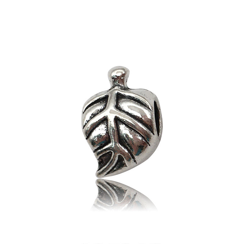 Plant Series Metal Beads Large Hole Antique Silver Tone 30pcs 6