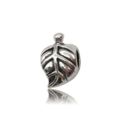 Plant Series Metal Beads Large Hole Antique Silver Tone 30pcs 6