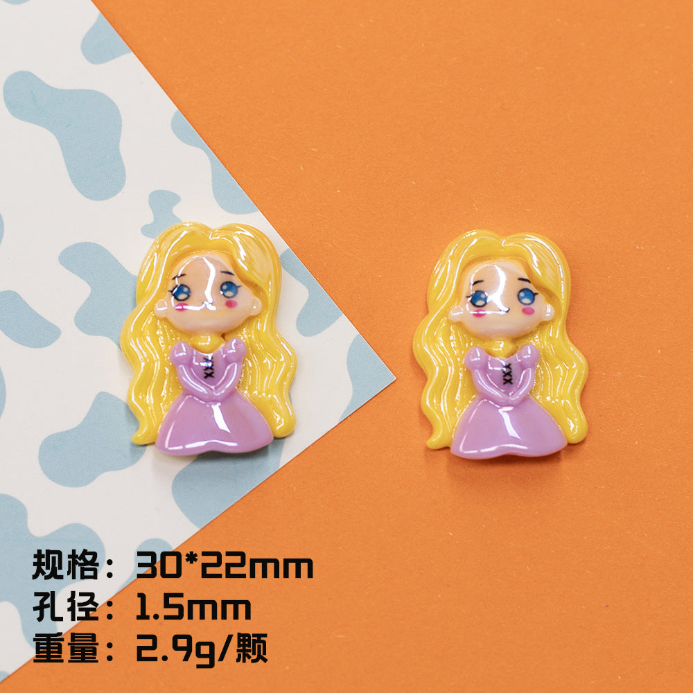 Elegant Resin Princess Series Resin Beads Glossy Pastel 10pcs 8