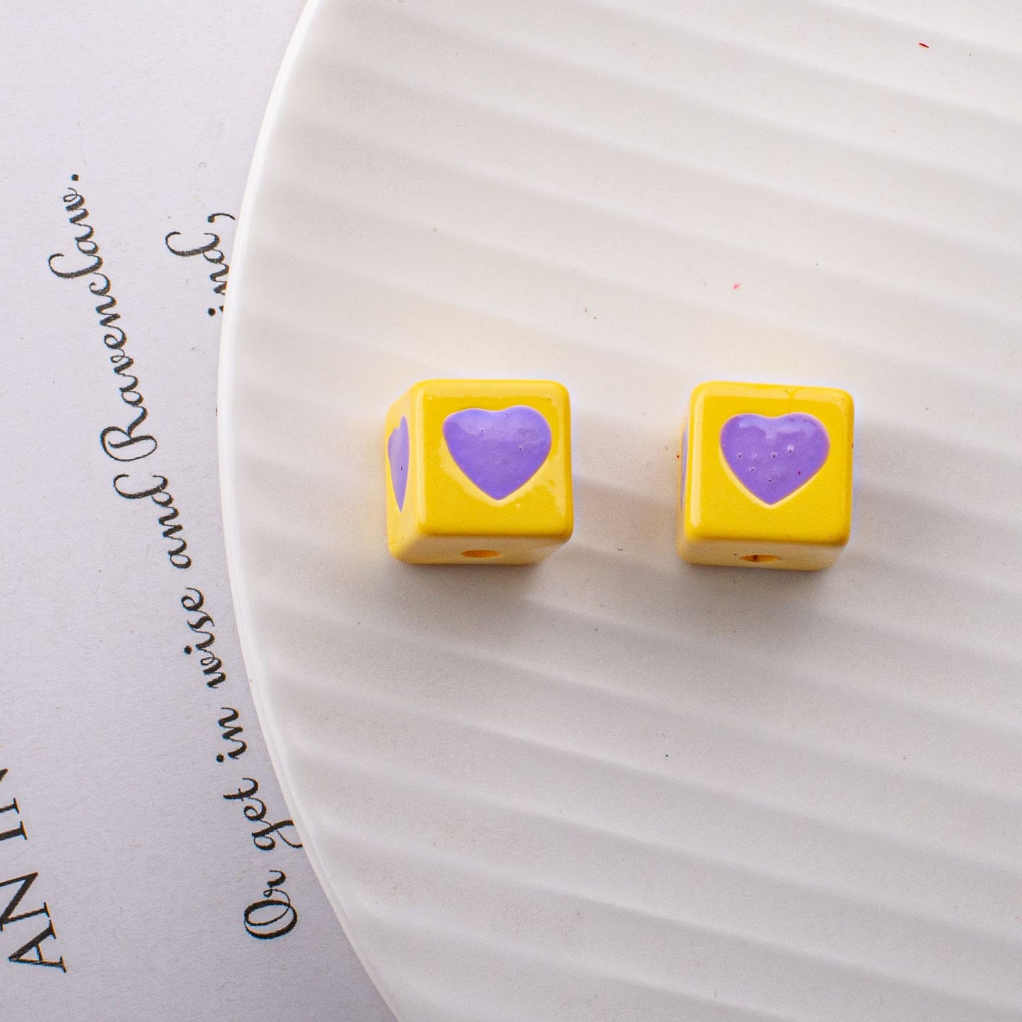 Warm Winter Color Series Heart Acrylic Square Beads 12.5mm 20pcs 13