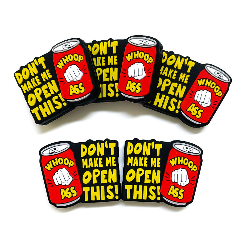 Silicone Focal Beads Cartoon Soda Can Bold Red Slogan 20pcs 3