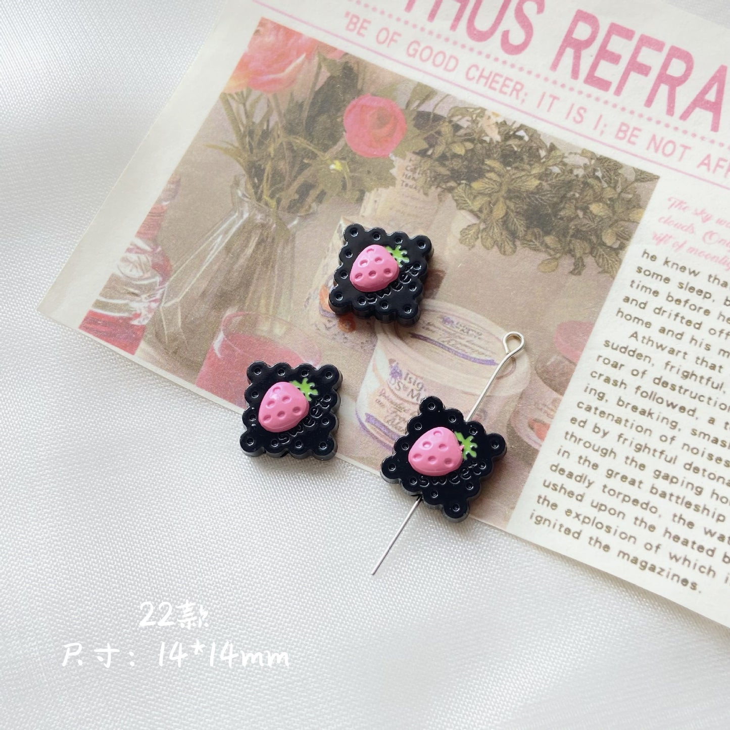 Silicone Focal Beads Sassy Barbie Style Baking Painted Alloy Black Pink 23
