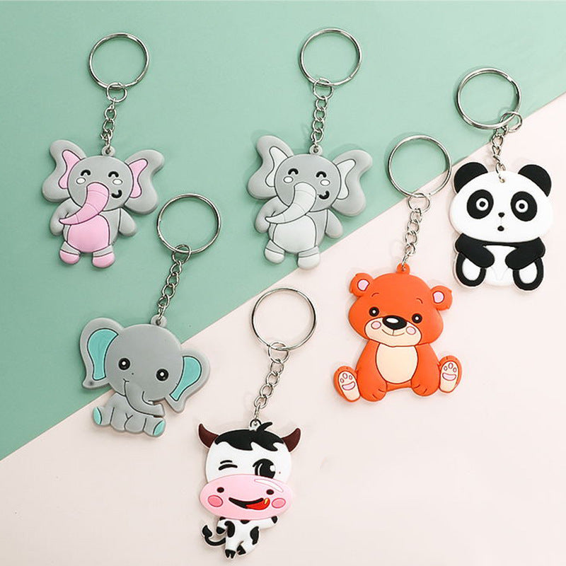 Soft Silicone Animal Keychain Cute Cartoon Wild Animals