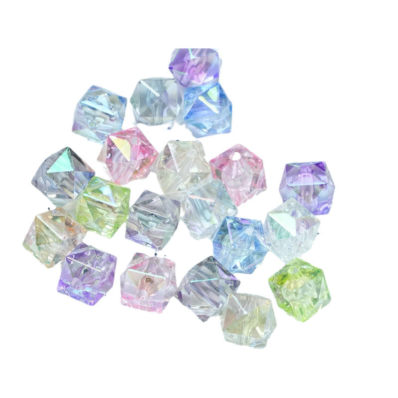 Transparent Irregular Faceted Acrylic Square Beads 12mm UV Plating 100pcs 5