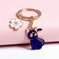 Alloy Cherry Blossom Cat Keychain Cute Enamel Feline Charm 5