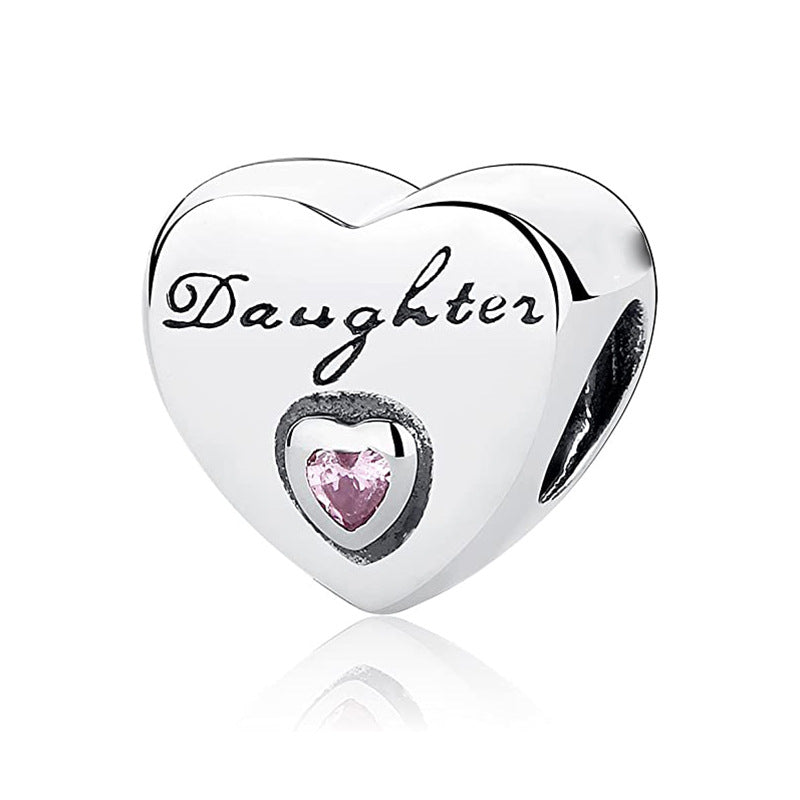 Heart Metal Beads Polished Silver Tone Large Hole 1pc 4