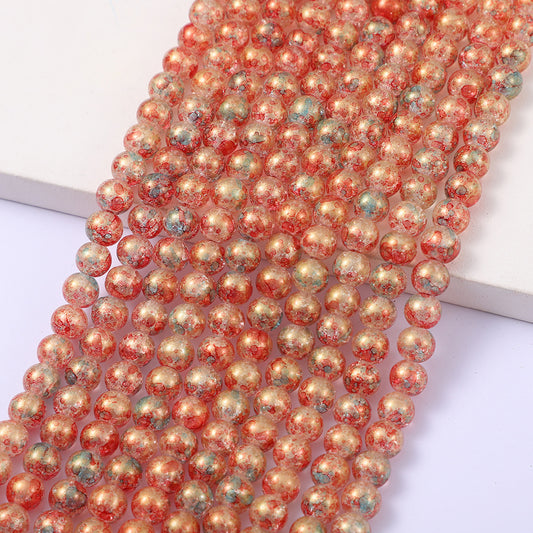 Crackle Round Glass Beads 10mm Mixed Color Dual Tone 5 Strands 2