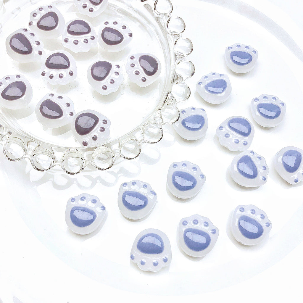 Lampwork Glass Beads Cat Claw 12mm Glossy White Paws 20pcs 2