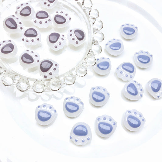 Lampwork Glass Beads Cat Claw 12mm Glossy White Paws 20pcs 2